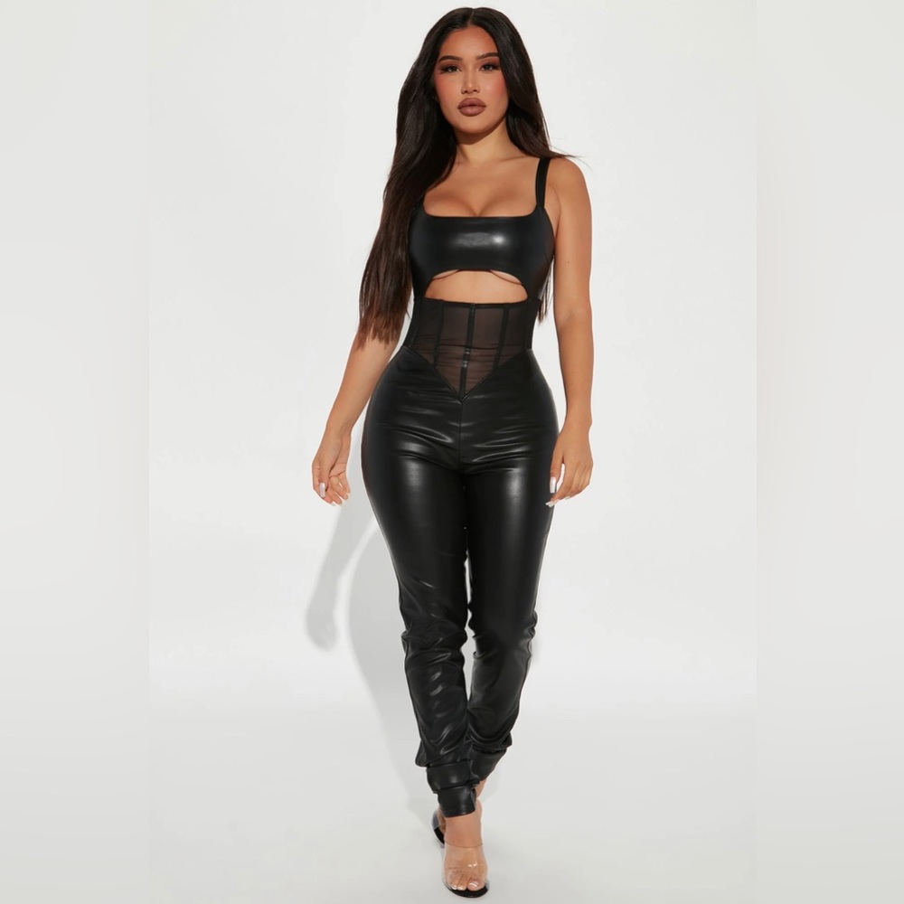 Faux Leather Jumpsuit